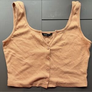 SHEIN Ribbed Button Crop Top